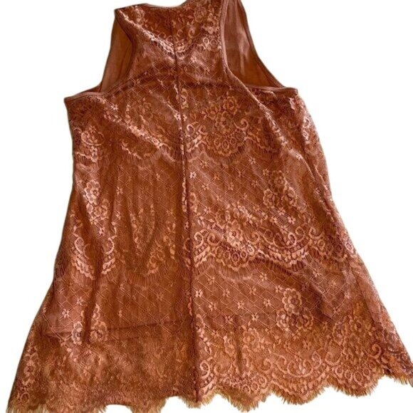 Maurices XS Dusty Rose Lace Sleeveless Top 95% Rayon 5% Spandex Womens Tank Blou - Picture 1 of 10
